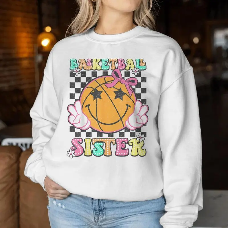 Basketball Sister Coquette Bow Basketball Lovers Girls Women Sweatshirt