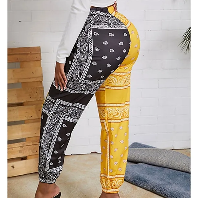Women's Sweatpants Joggers Jogging Pants Pink Yellow Red Mid Waist Casual / Sporty Athleisure Leisure Sports Weekend Pocket Print Ankle-Length Comfort Graphic Prints S XXL Fall