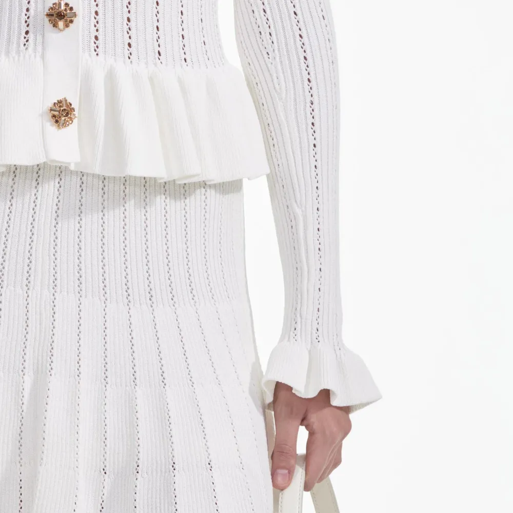 White Knit Peplum Mini Dress