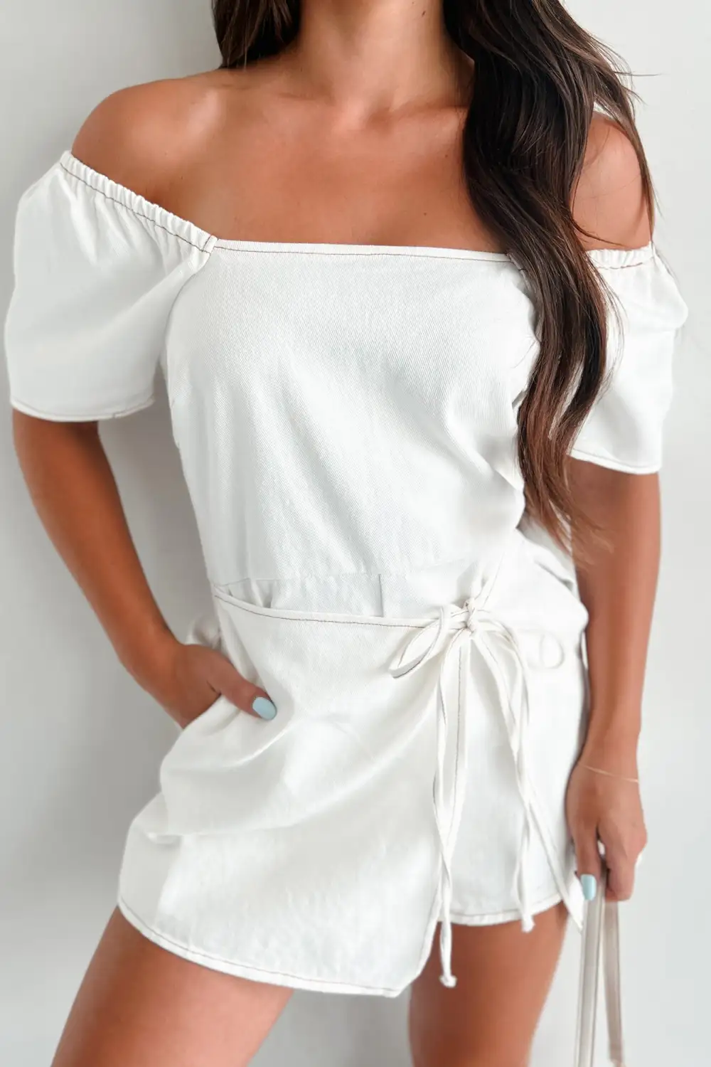 White Off-Shoulder Romper