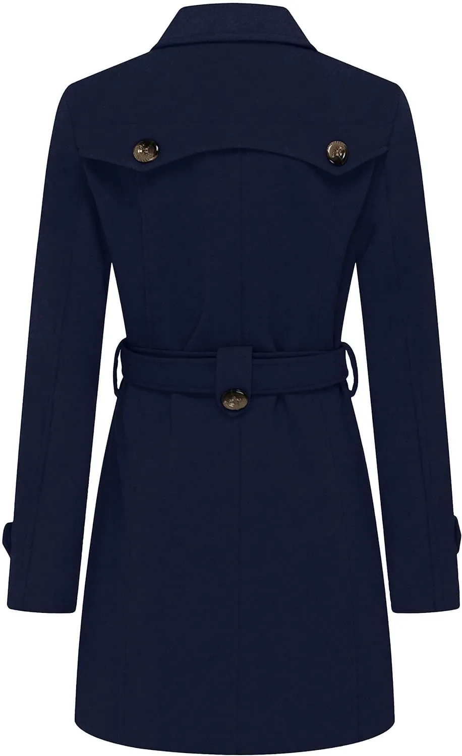 Women's Double Breasted Pea Coat Winter Mid-Long Trench Coat with Belt