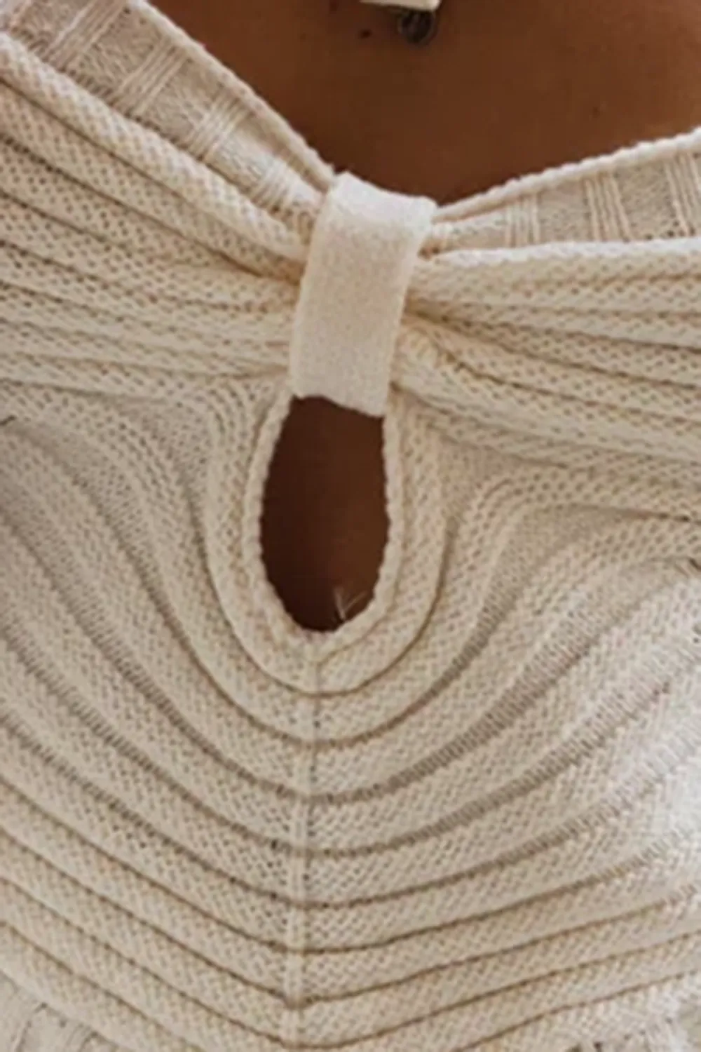 Cream Knit Strapless Crop Top