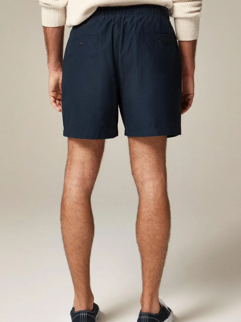 Dark Navy Twill Drawstring Shorts