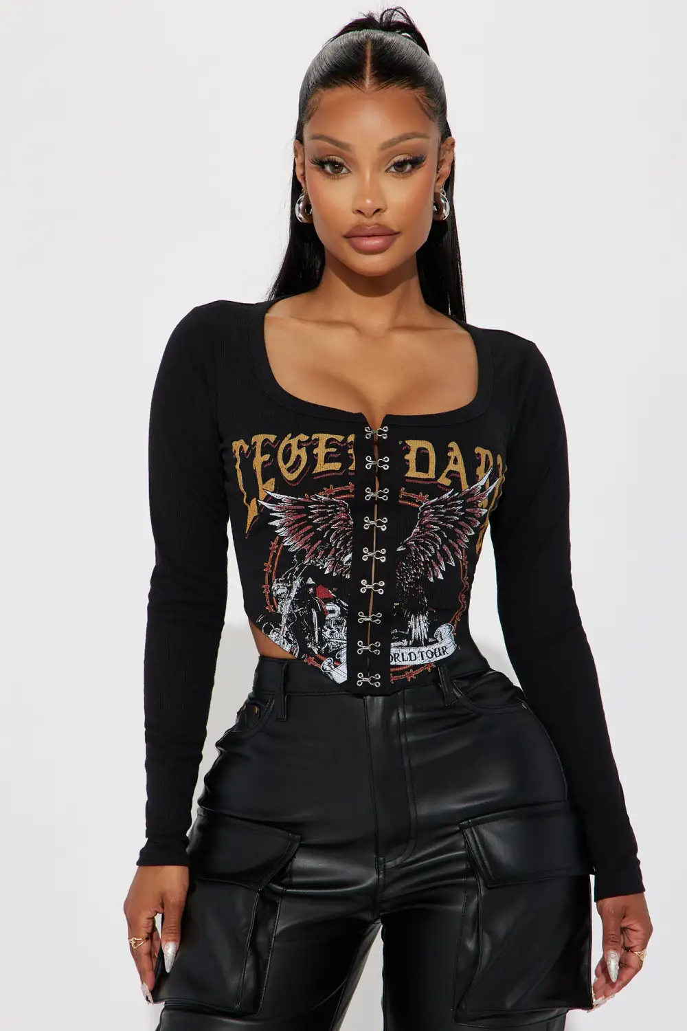 She's Legendary Long Sleeve Corset - Black