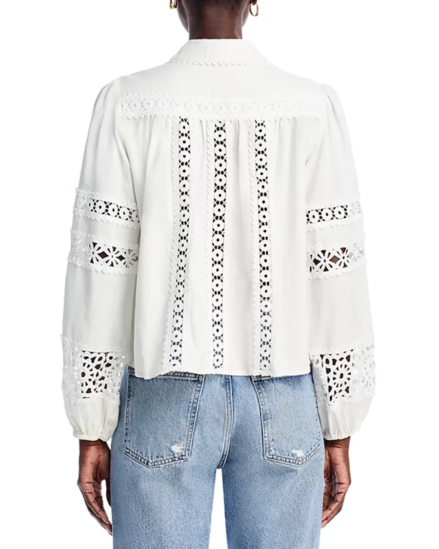 Long Sleeve Lace Button Up Shirt