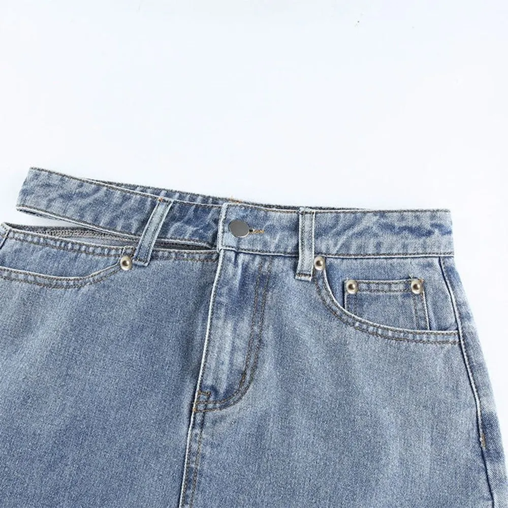 Denim Casual High Waist Mini Skirt