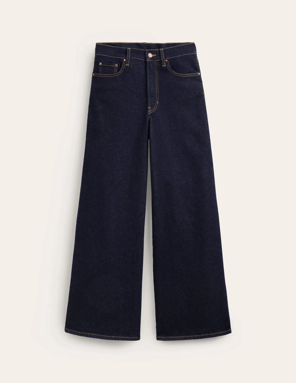 Dark Blue Cotton Wide-Leg Trousers