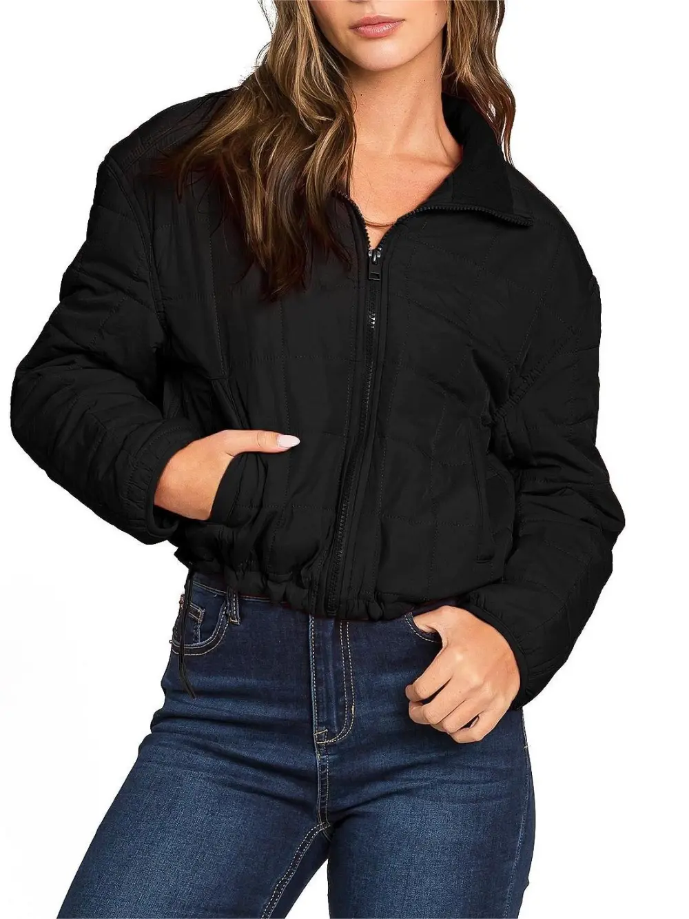 Bright Orange Puffer Crop Jacket