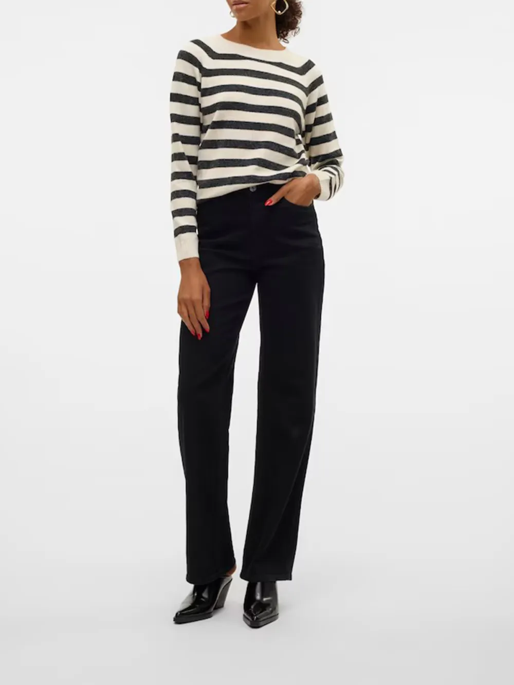 Striped Crew Neck Long Sleeve Sweaters