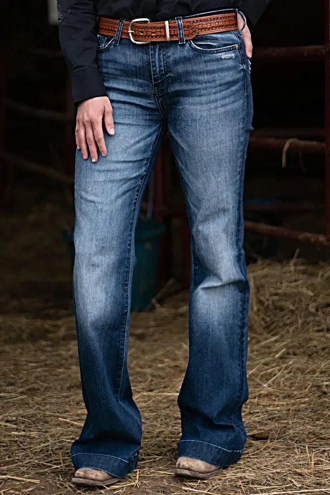 Pocket Detail Mid Rise Bootcut Jeans Without Belt