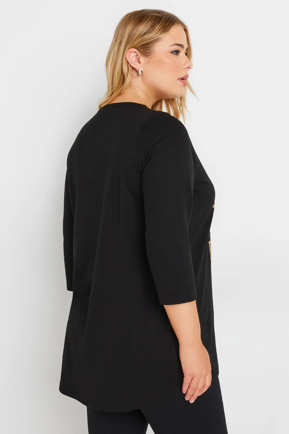 复制YOURS Curve Black 'Merry Gonkmas' Sequin Embellished Christmas Top