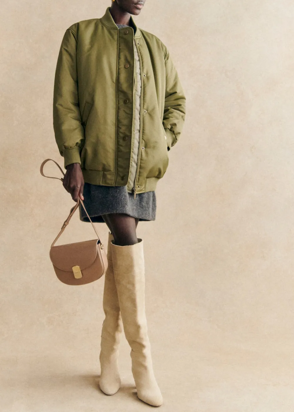 Army Green Bomber Coat