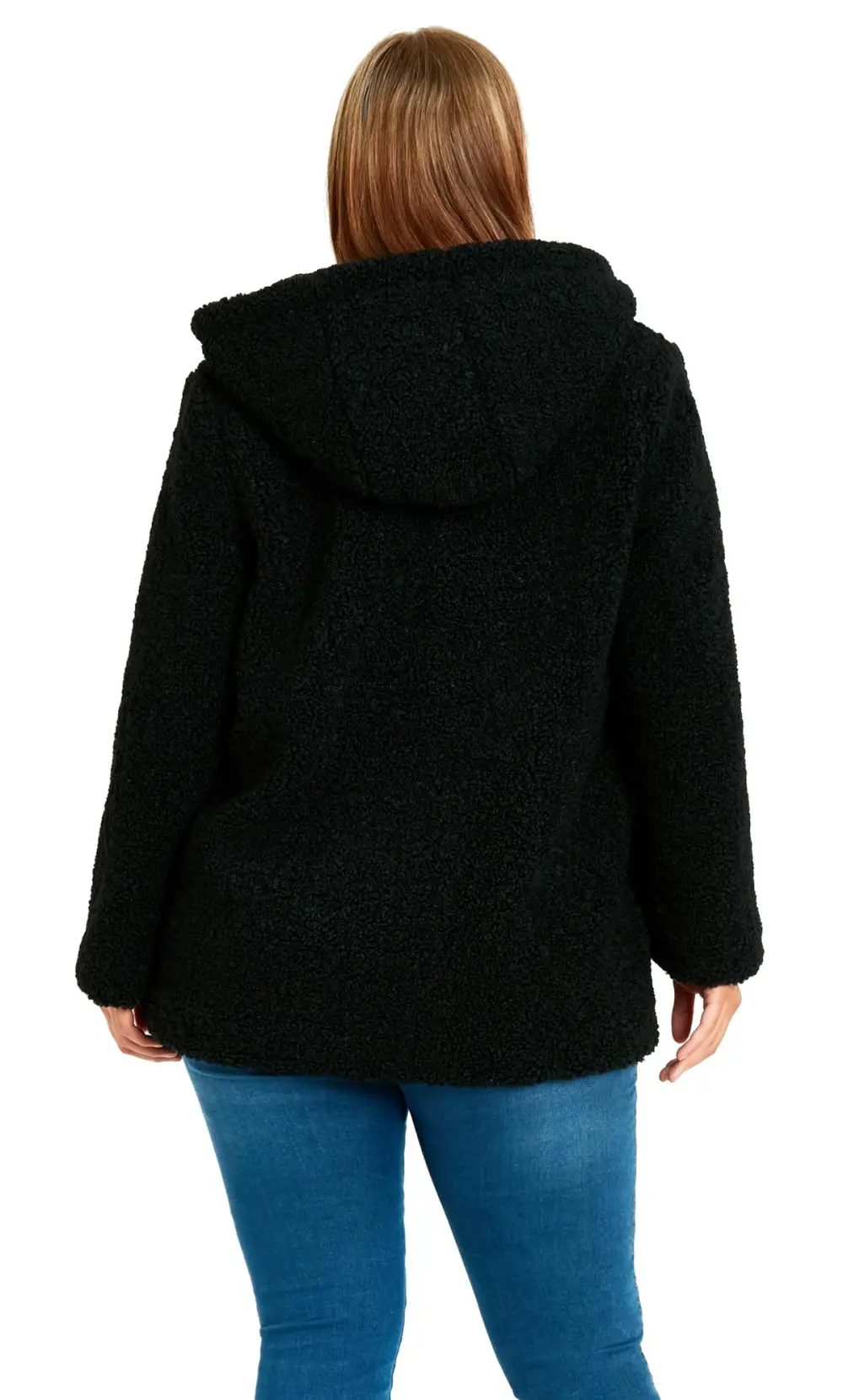 Evans Black Teddy Hooded Jacket