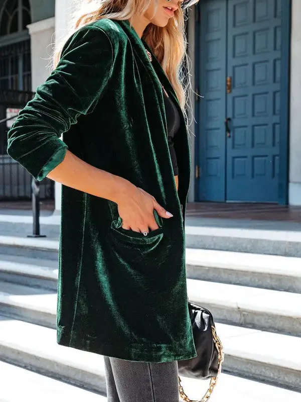 Loose Velvet Stretch Pocket Jacket
