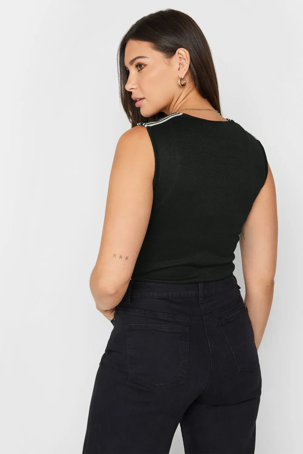 LTS Tall Black Knitted Side Stripe Vest