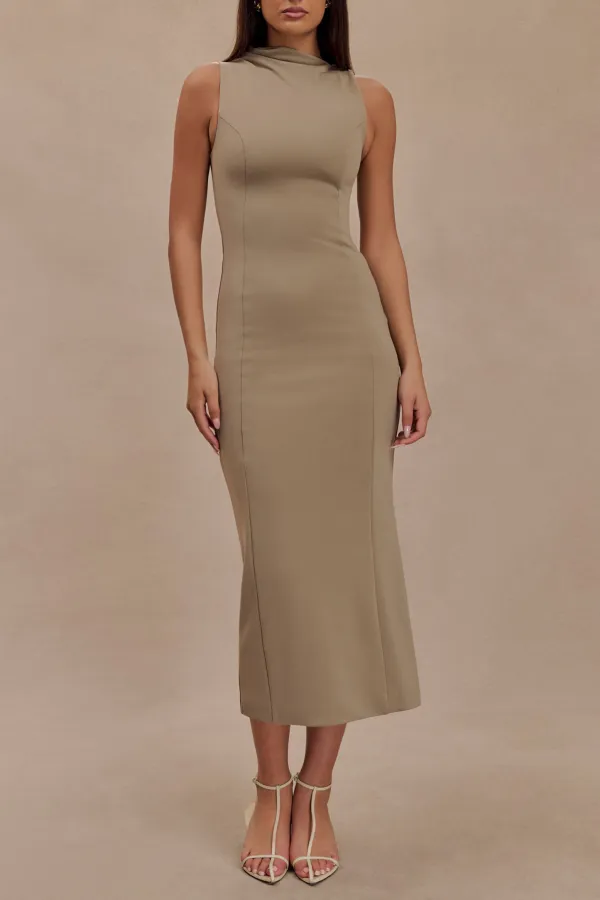 Draped Stretch Crepe Maxi Dress