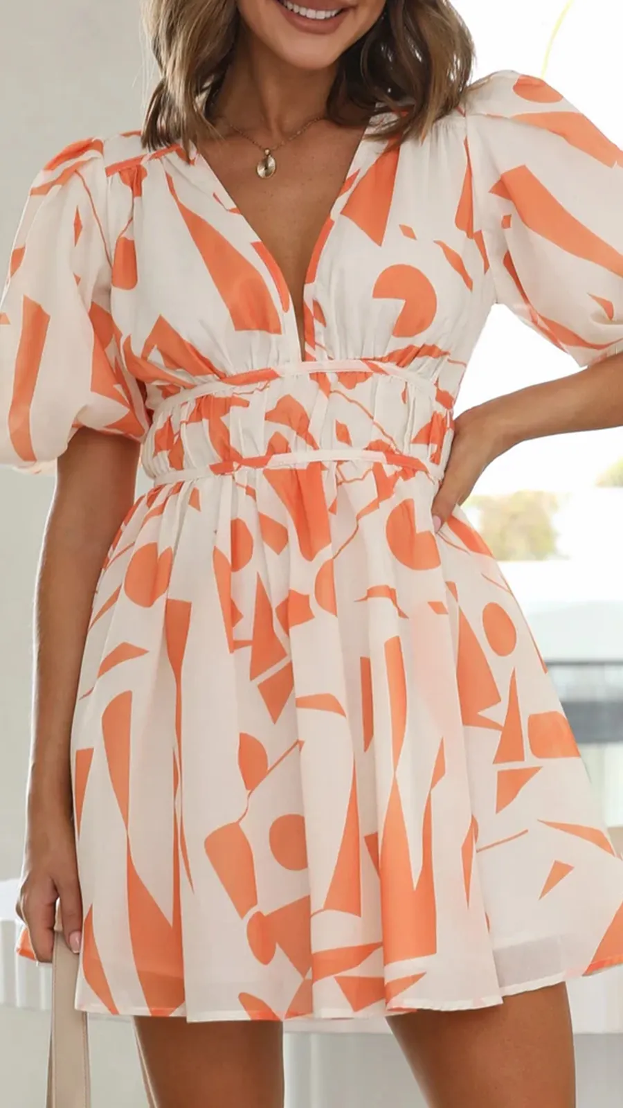 Short Puff Sleeve Mini Dress