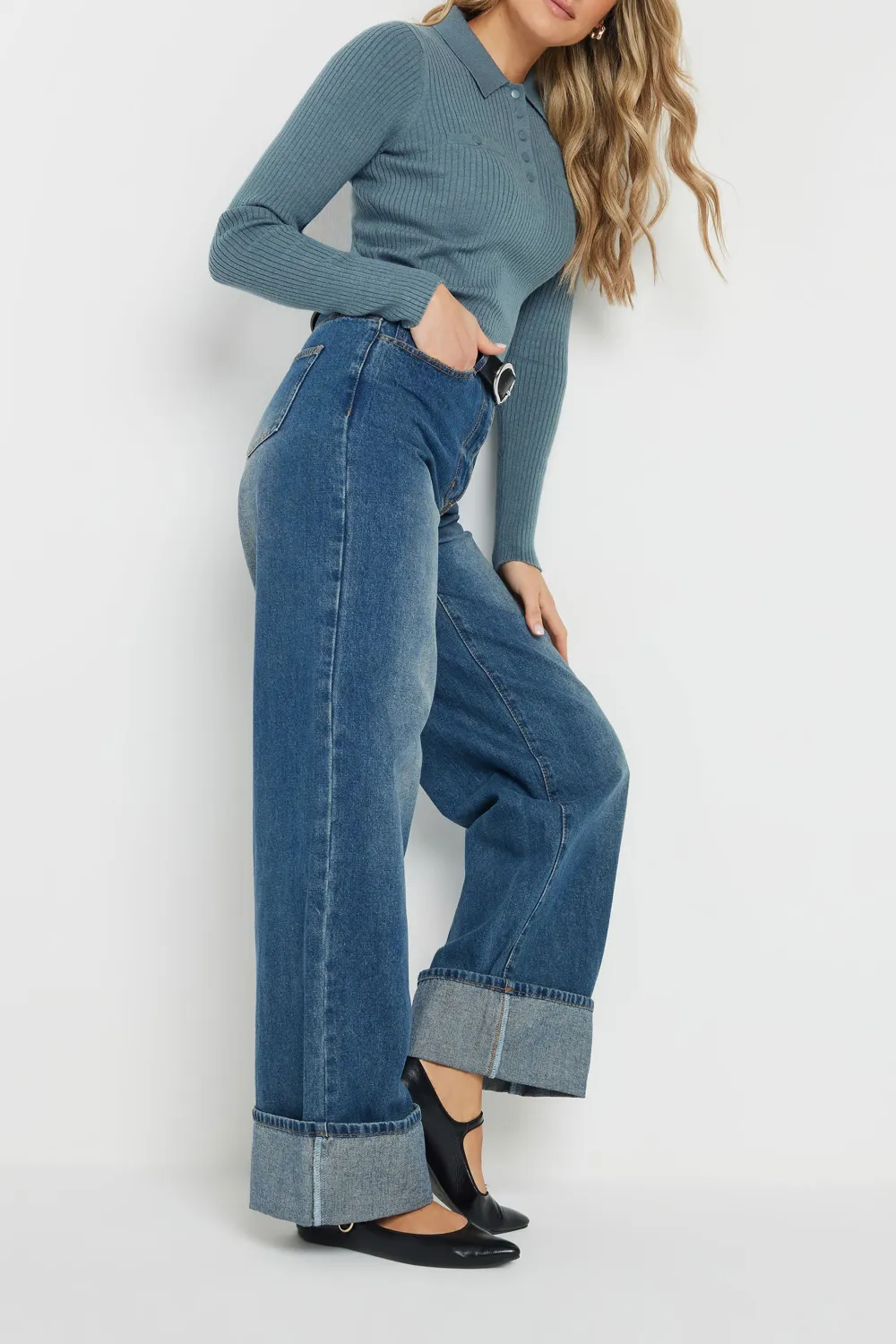 Polo Collar Ribbed Sweater