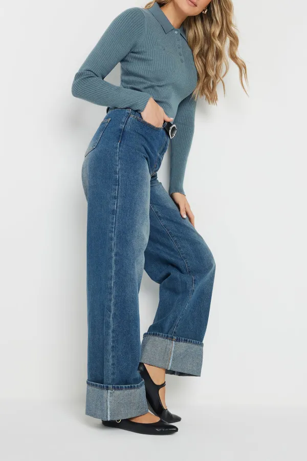 Polo Collar Ribbed Sweater