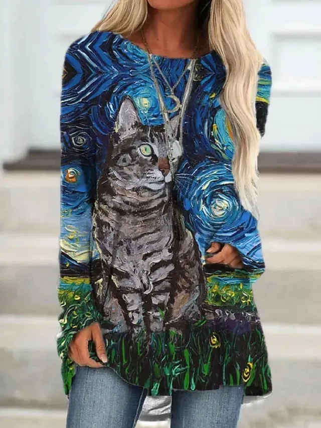 Women's Plus Size T shirt Tee Burgundy Tee Tunic Shirts Marron Yellow Light Green Geometric Plaid Print Long Sleeve Casual Vintage Tunic Ethnic Round Neck Regular Fit Bohemian Theme Geometric Fall