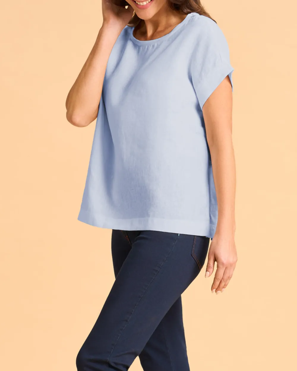 Loose Fit Short Sleeve Linen Top