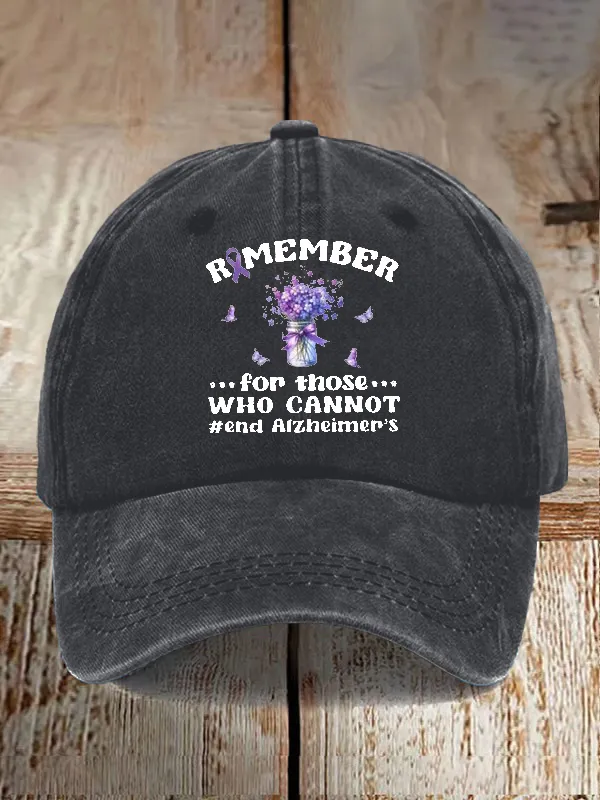 Women'S Remember For Those Who Cannot Alzheimers Support Print Baseball Caps