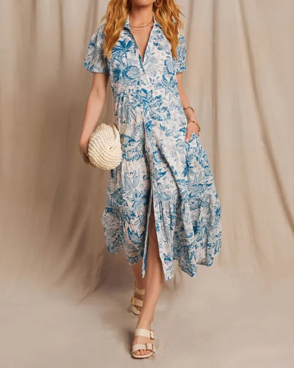 Pocketed Floral Tiered Maxi Dress