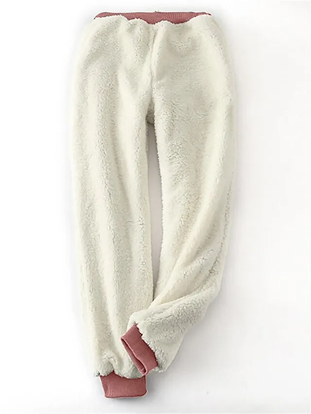 Women's Fleece Pajama Sets Lounge Sets Letter Warm Comfort Soft Home Daily Bed Fleece Warm Breathable Crew Neck Long Sleeve Pullover Pant Elastic Waist Fall Winter Pink