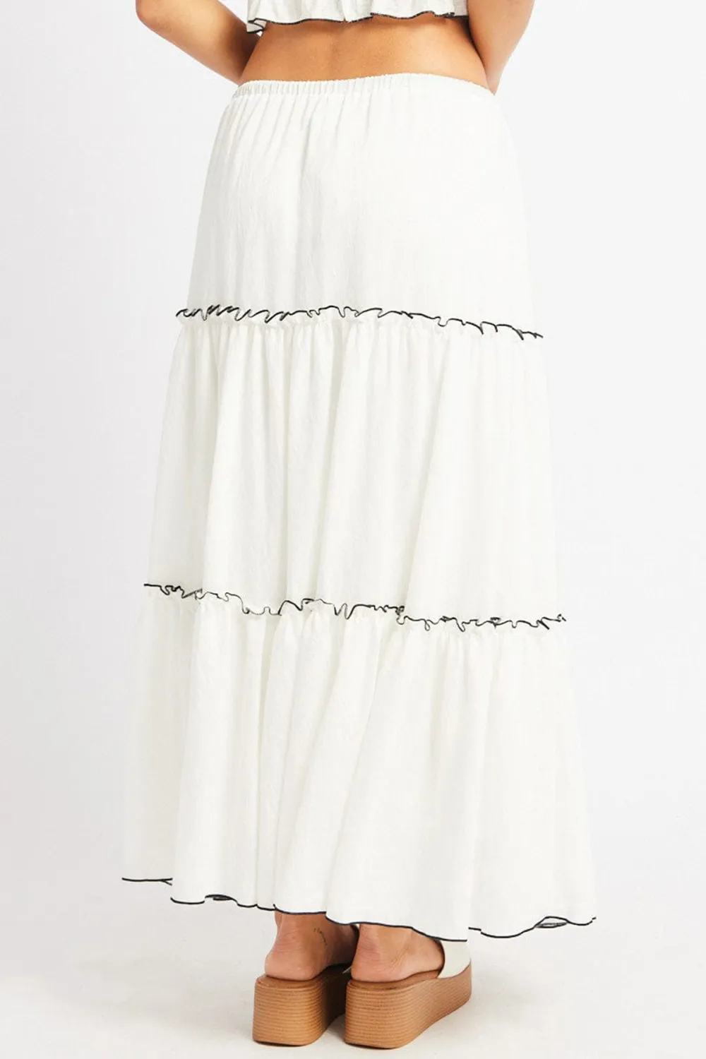 White Tiered Maxi Skirt
