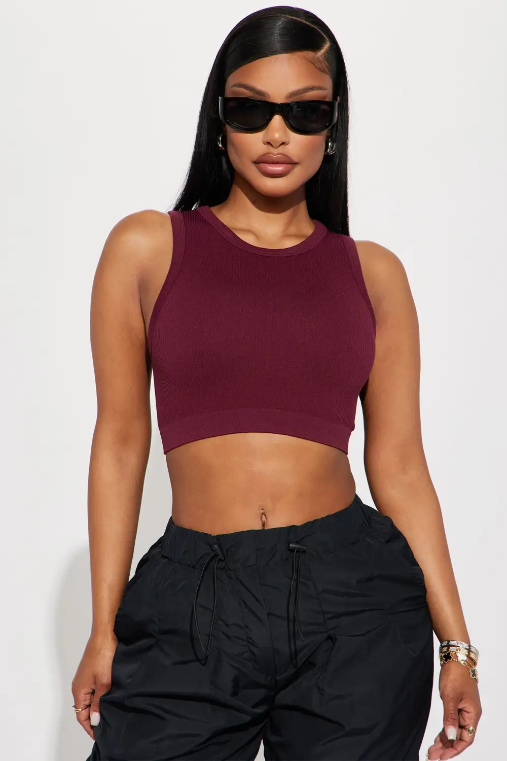 Jackie Seamless Crop Top - Burgundy