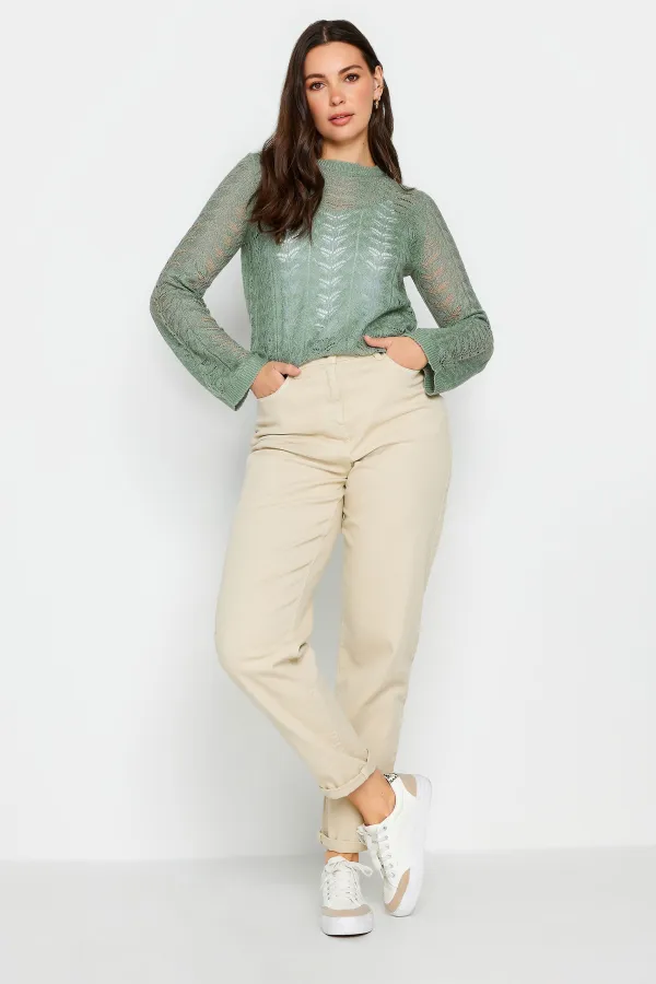 LTS Tall Sage Green Pointelle Stitch Jumper