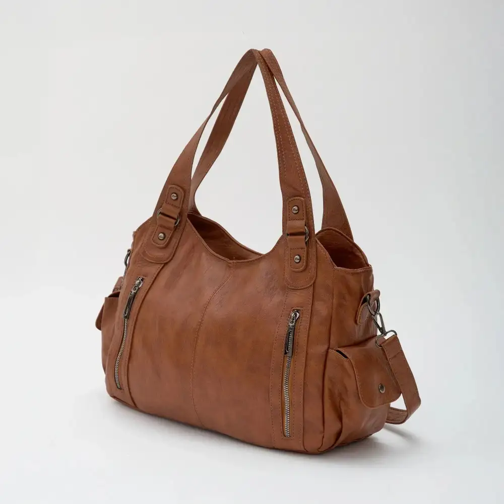 Pocket Front Leather Crossbody Bag