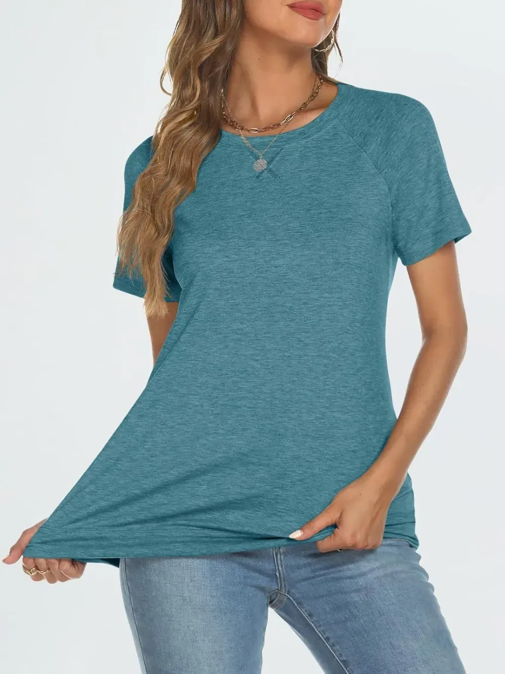 AUTOMET T Shirts Short Sleeve Crewneck Tees for Women Trendy Lightweight Soft Casual Summer Tops Clothes 2024