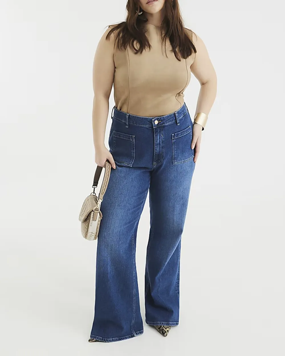 Everyday All-Match Blue High Waist Wide Leg Jeans