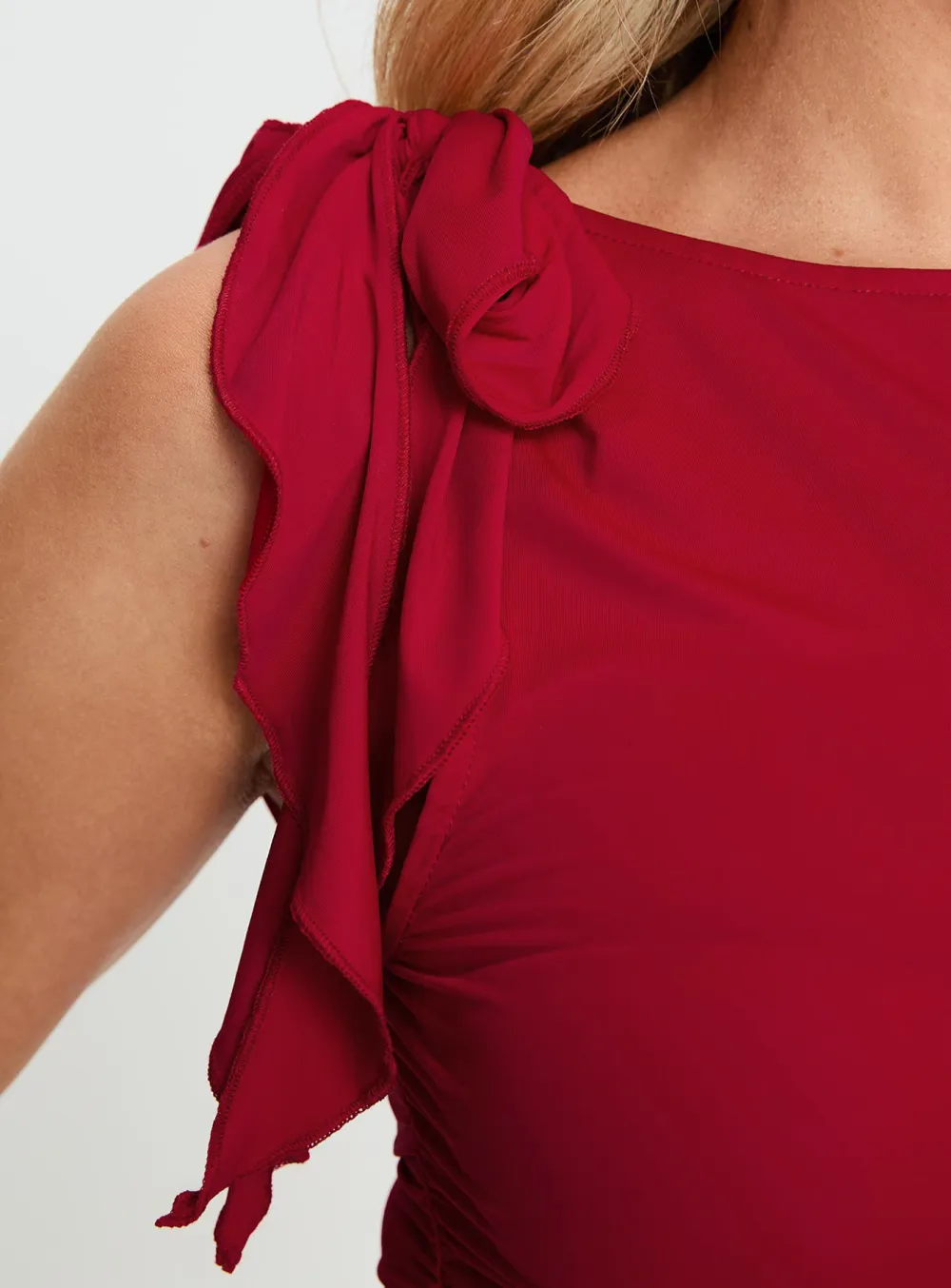 One Shoulder Ruffled Crop Top