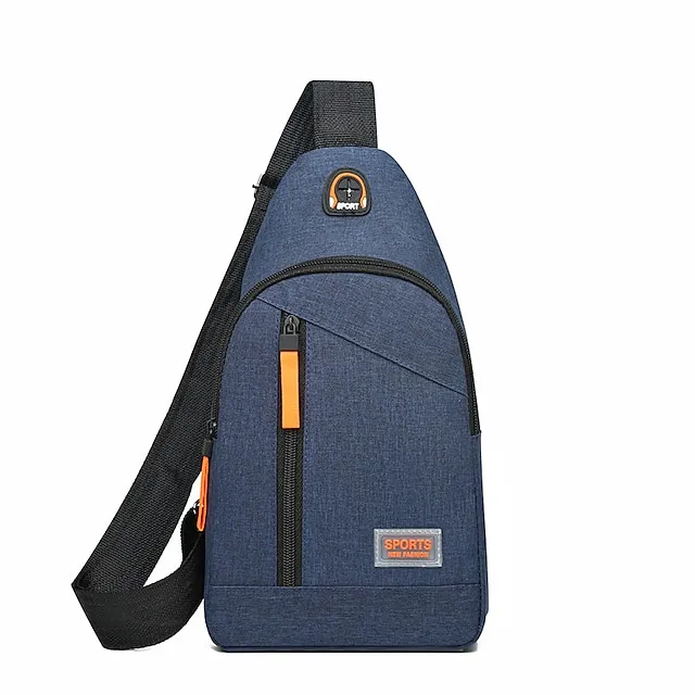 Men's Crossbody Bag Shoulder Bag Chest Bag Polyester Outdoor Shopping Zipper Large Capacity Waterproof Lightweight Solid Color Double gray Black Blue