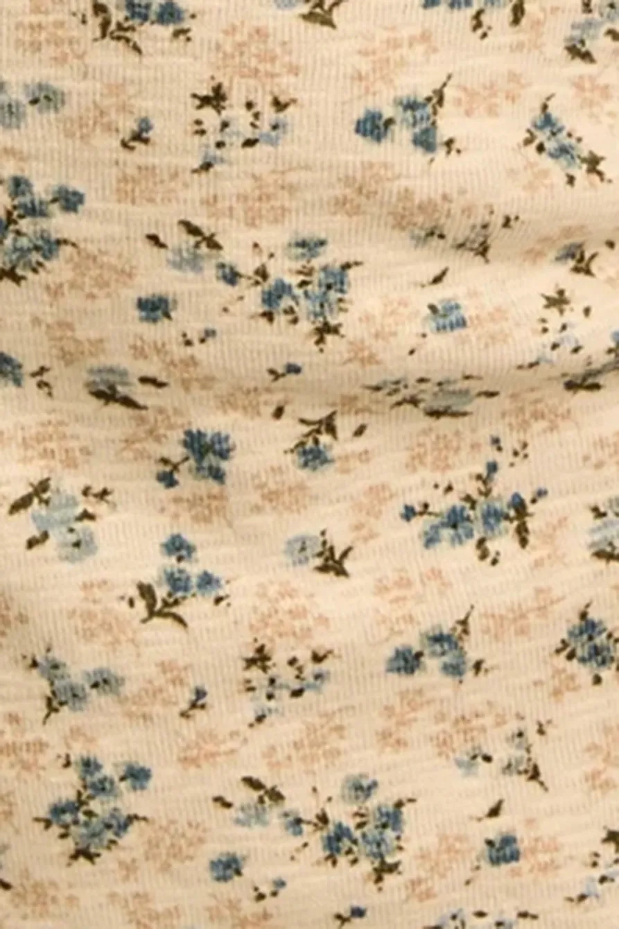 Blue Multi Crochet Trim Short Sleeve Henley