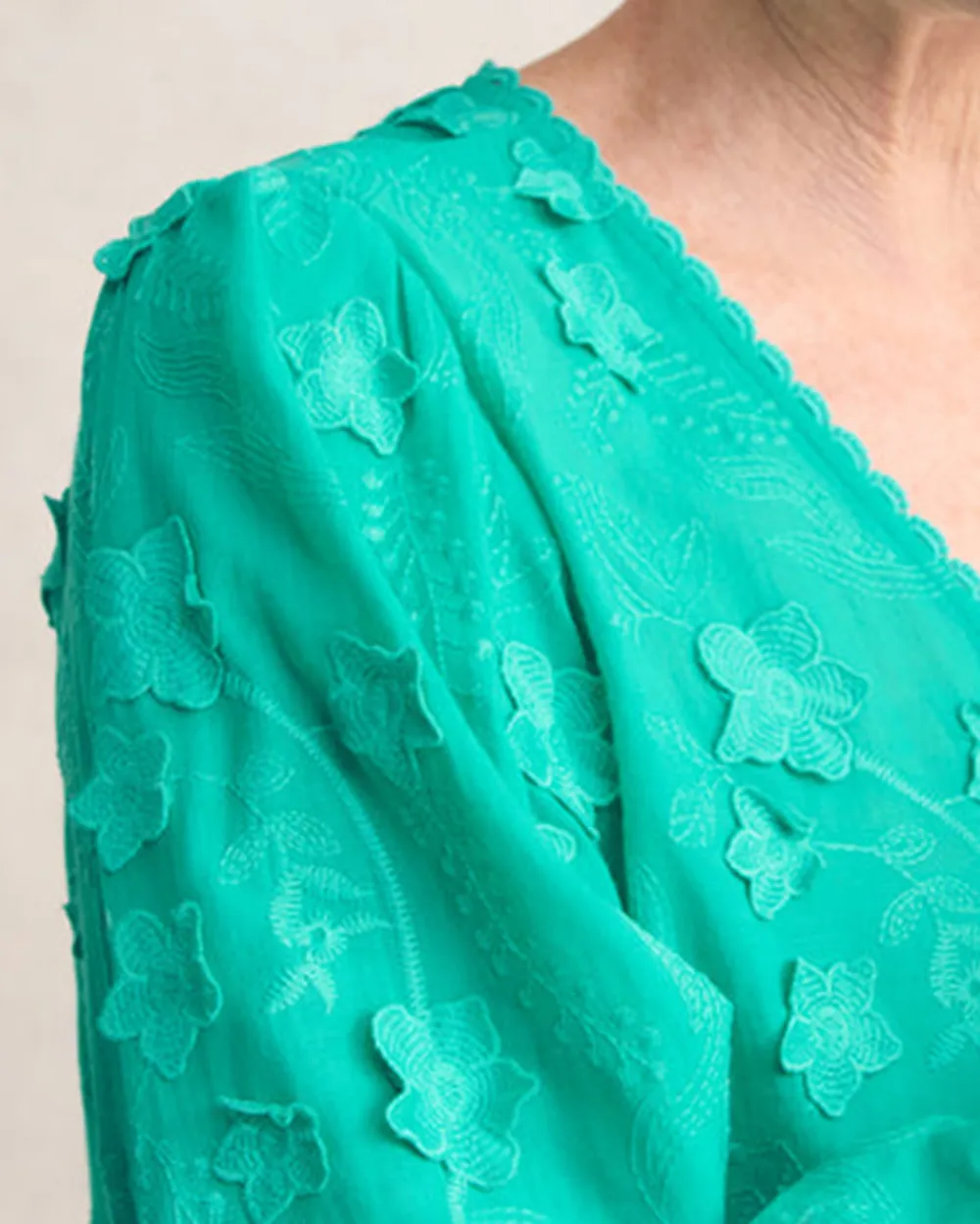 Lace Trim Embroidered Top