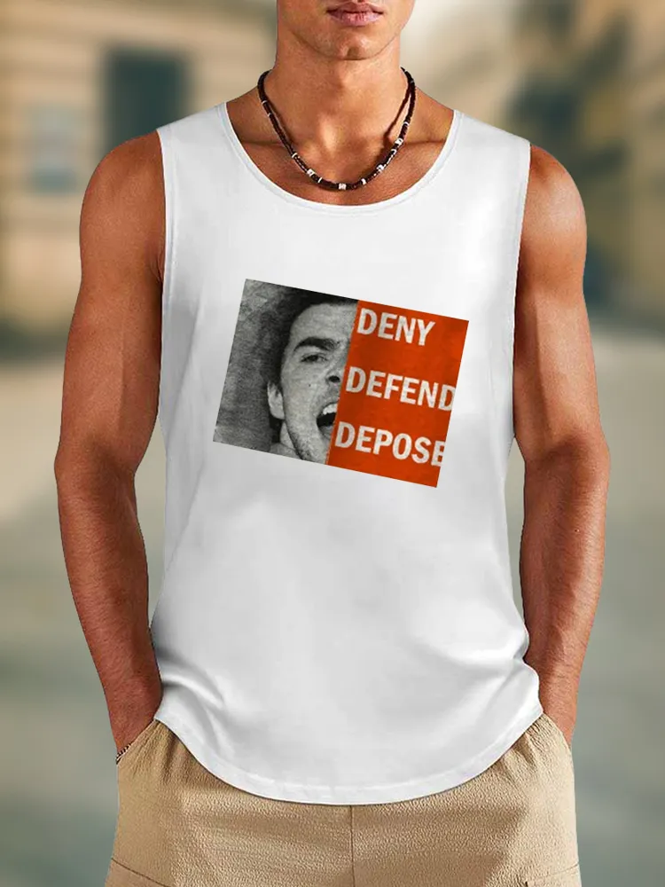 Men'S Deny Defend Depose Round Neck Cotton Vest