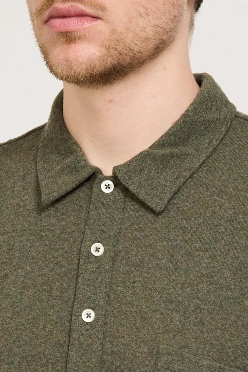 Pullover Shirt Olive Recycled Wool Mix