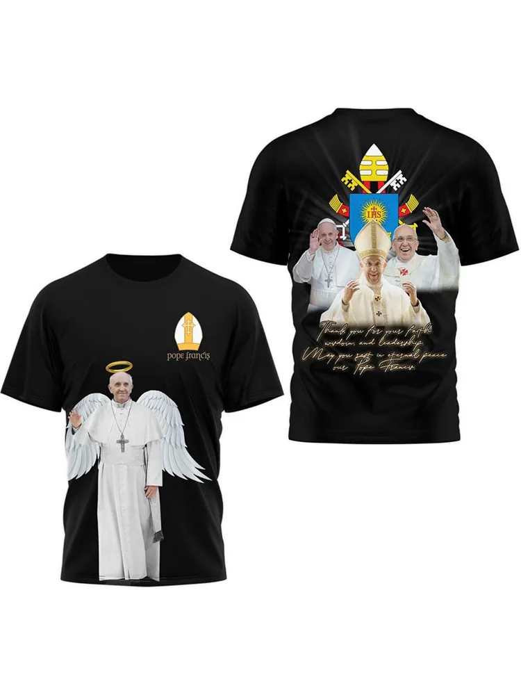 Men's Thank You For Your Faith Print Short Sleeve Round Neck Cotton T-Shirt