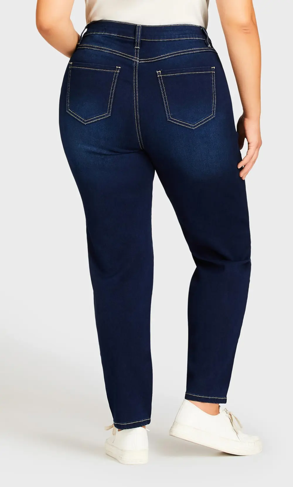 Evans Dark Blue Stitch Detail Skinny Jeans