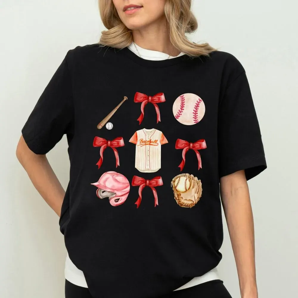 Baseball Season Printed Round Neck Short Sleeve T-Shirt