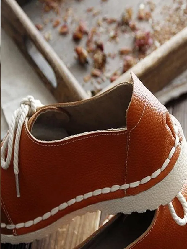 Women's Casual Vintage Round Toe Flats All Season Shoes