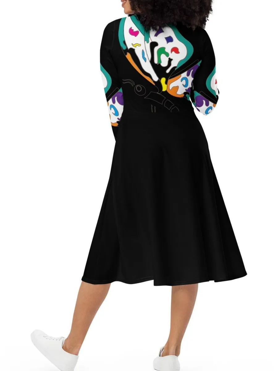 Colorful Art Print Midi Dress