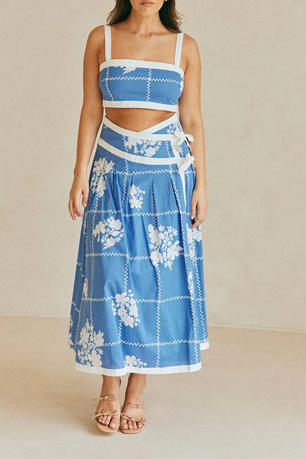 Floral Embroidered Strappy Crop Top