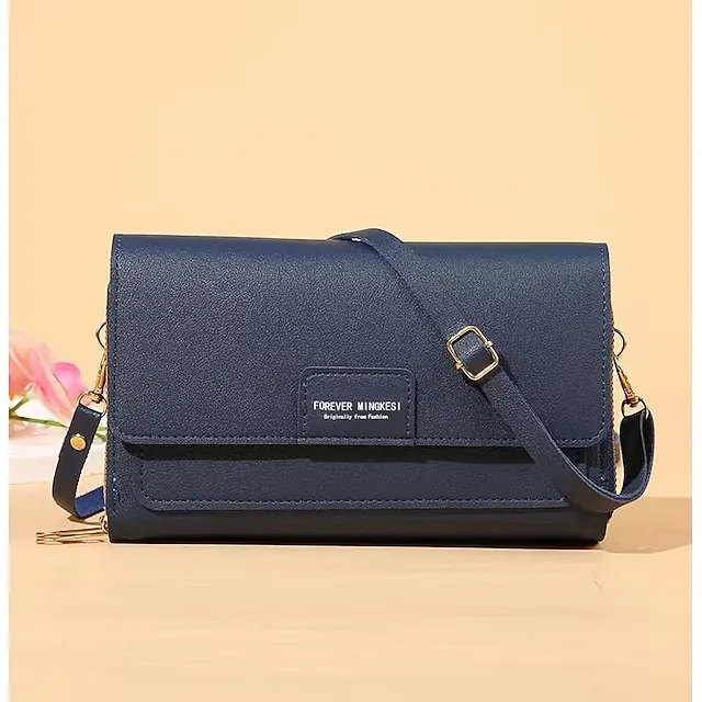 Women's Crossbody Bag Wallet Shoulder Bag Mobile Phone Bag PU Leather Office Shopping Daily Zipper Adjustable Durable Solid Color Letter Dark Brown Black Pink