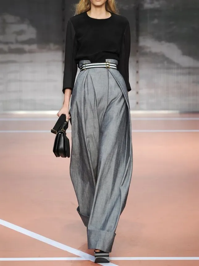 Urban Wide Leg Loose Pleated Casual Pants Bottoms