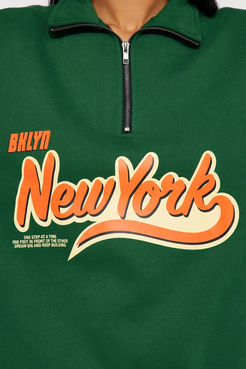 Vintage NY Half Zip Sweatshirt - Green