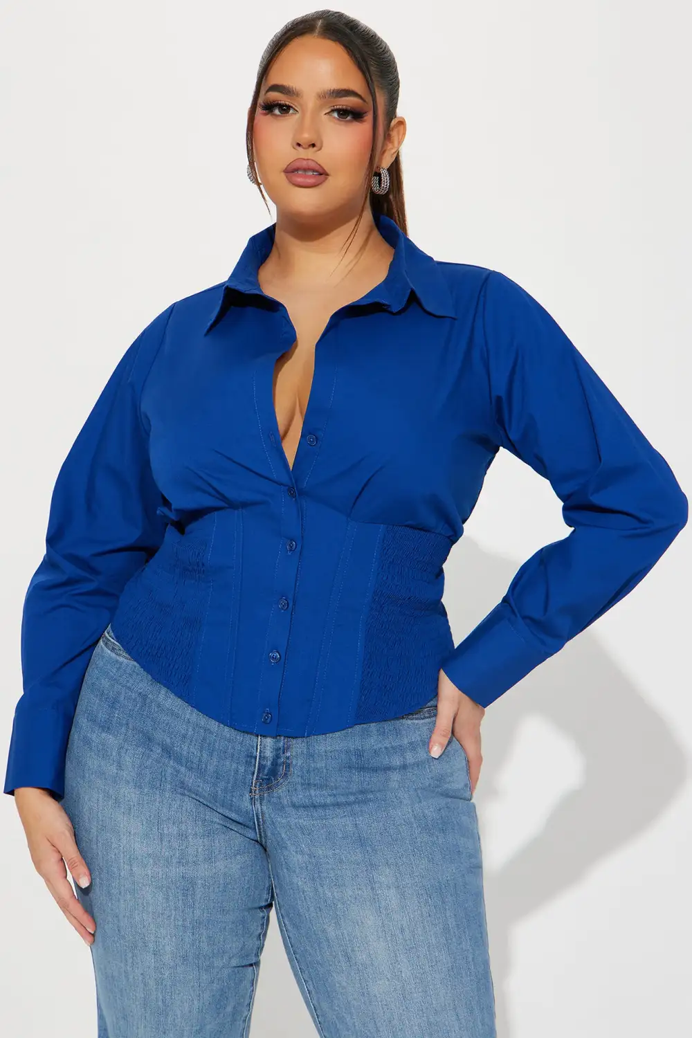 Endless Talks Corset Shirt - Blue